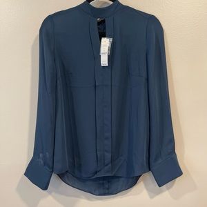 White House Black Market Blue Long Sleeve Blouse